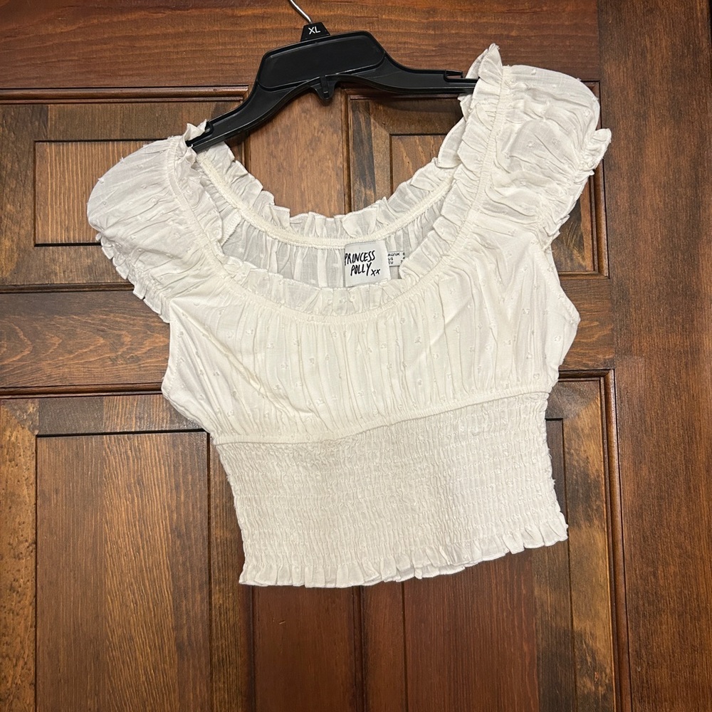 Princess Polly White Ruffled Crop Top - Picture 2 of 3